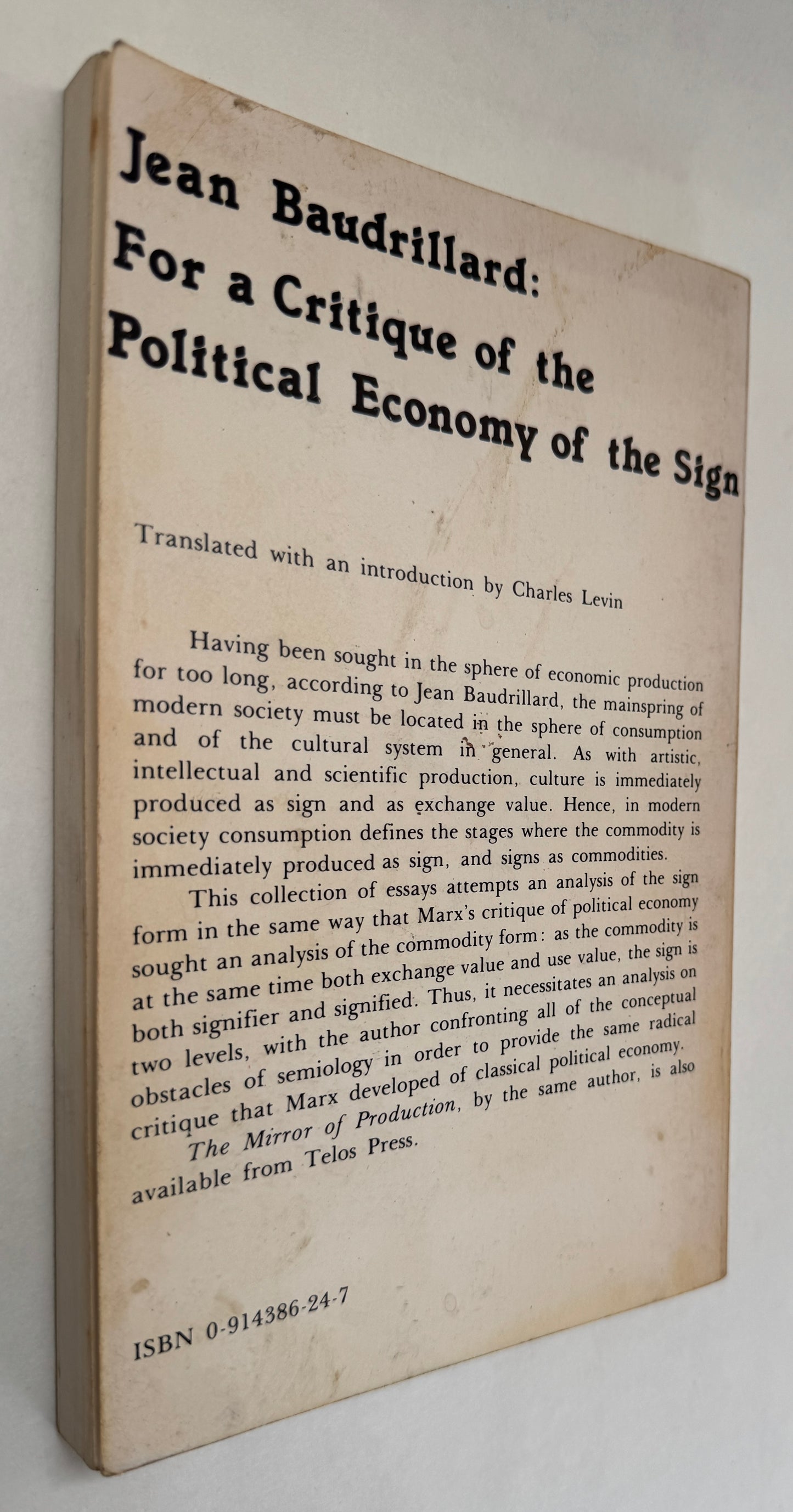 For a Critique of the Political Economy of the Sign