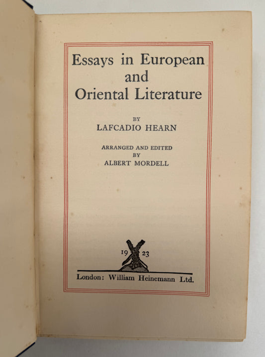 Essays in European and Oriental Literature