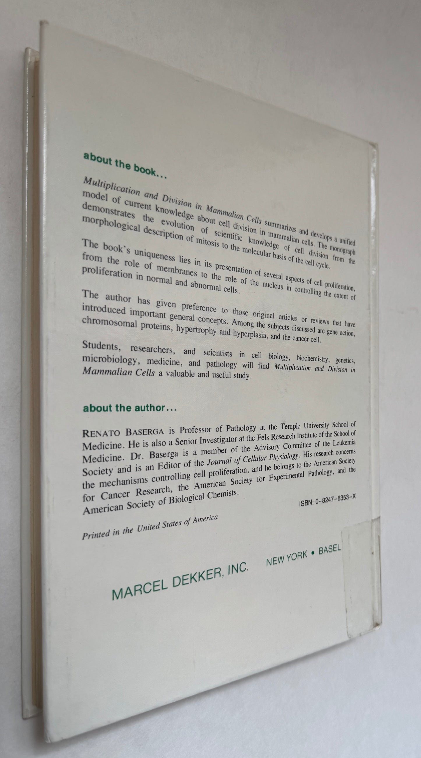 Multiplication and Division in Mammalian Cells