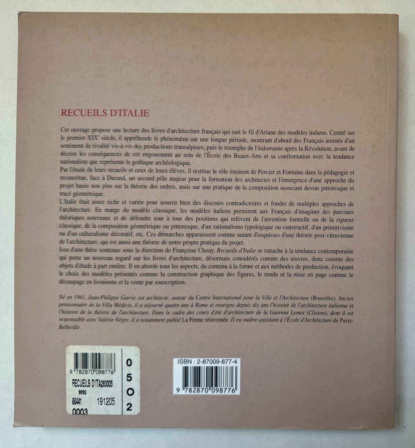 Recueils d'Italie: Les Modèles Italiens dansles Livres d'Architecture Français