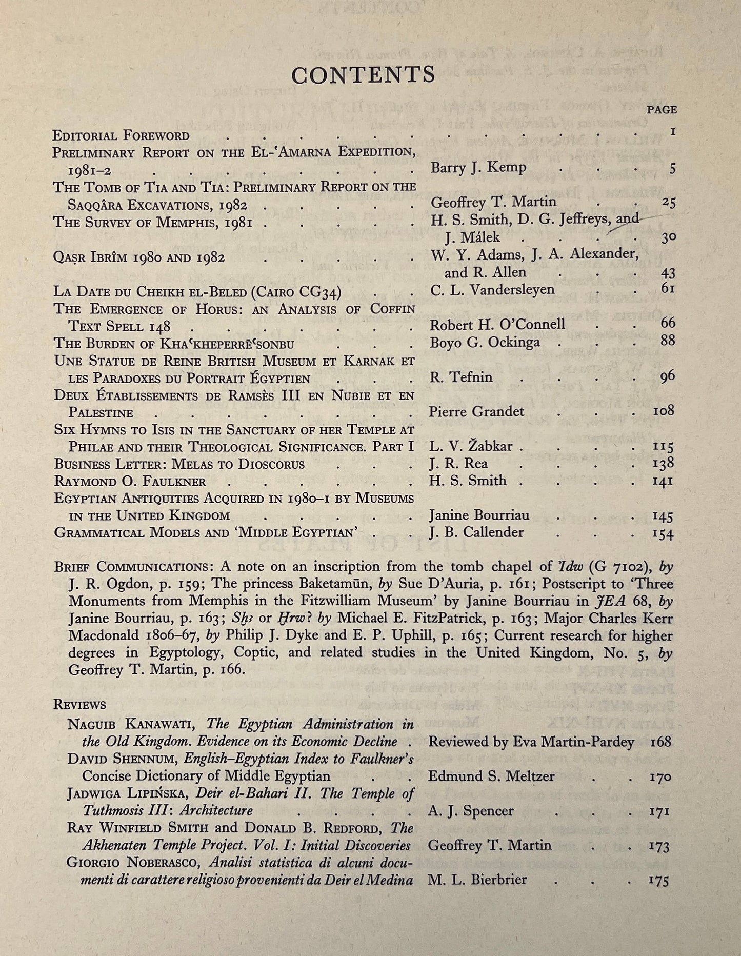 The Journal of Egyptian Archaeology; Vol 69; 1983