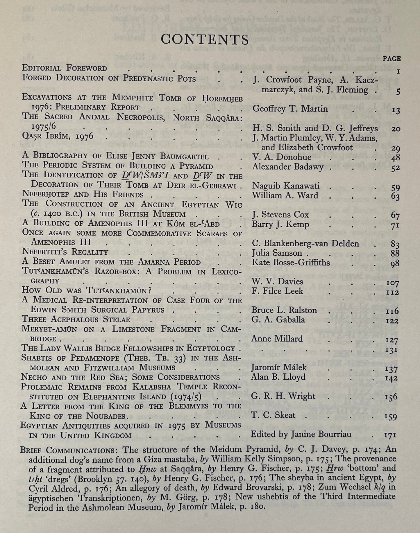 The Journal of Egyptian Archaeology; Vol 63; 1977