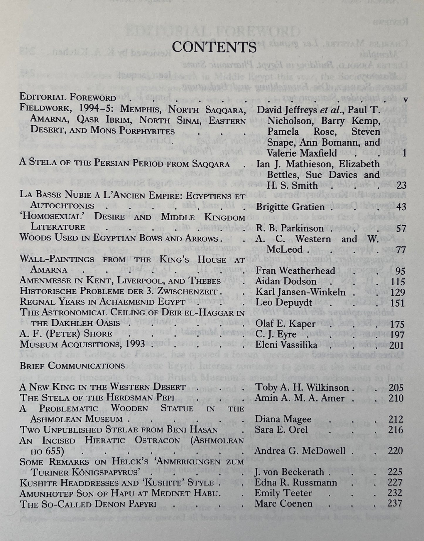 The Journal of Egyptian Archaeology; Vol 81; 1995