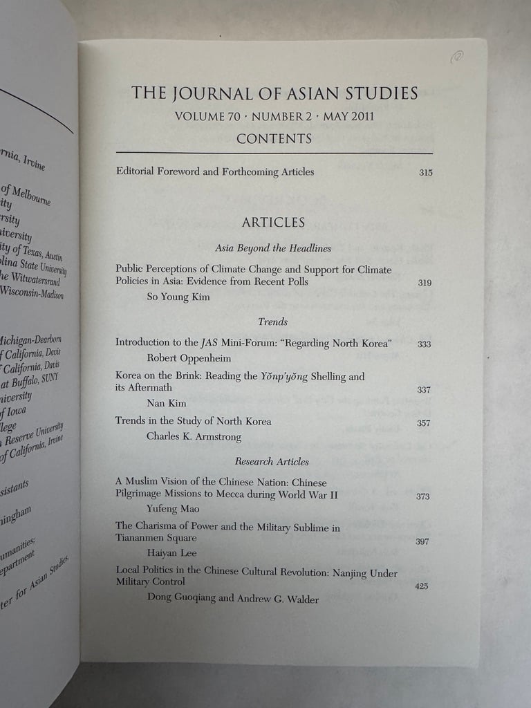 Journal of Asian Studies; Volume 70, Number 2