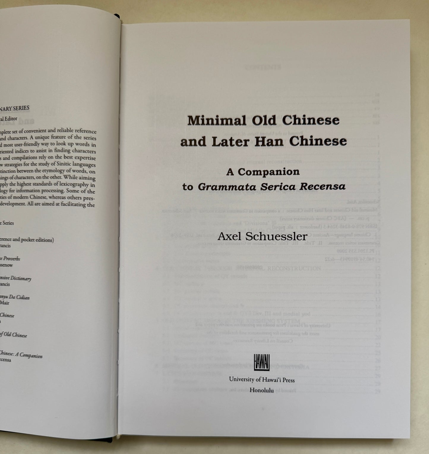 Minimal Old Chinese and Later Han Chinese: A Companion to Grammata Serica Recensa