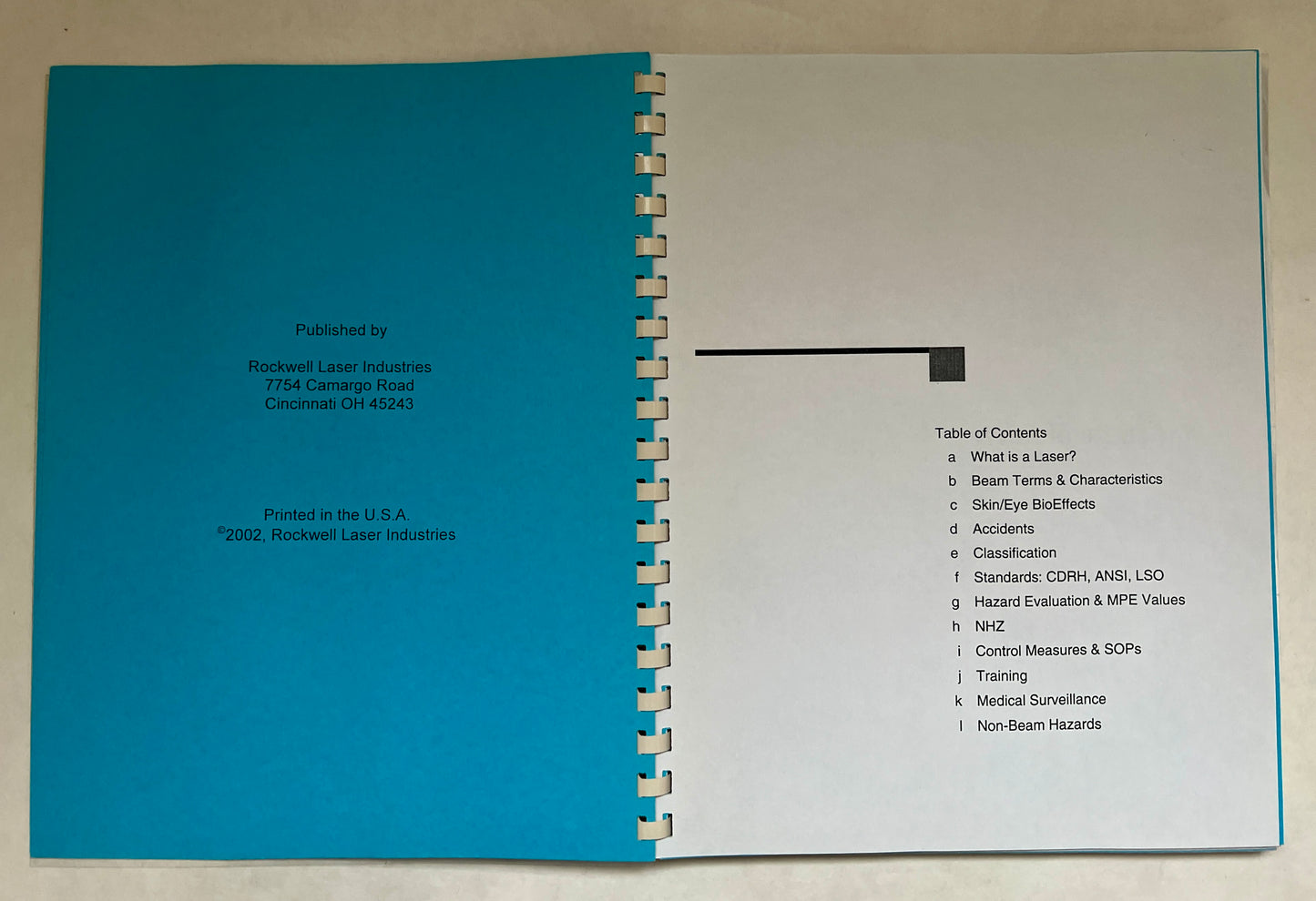 Laser Safety; Course Overheads