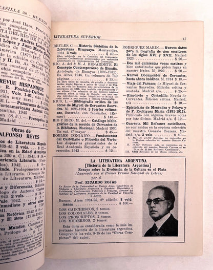 Catálogo De Literatura Hispanoamericana 1948.
