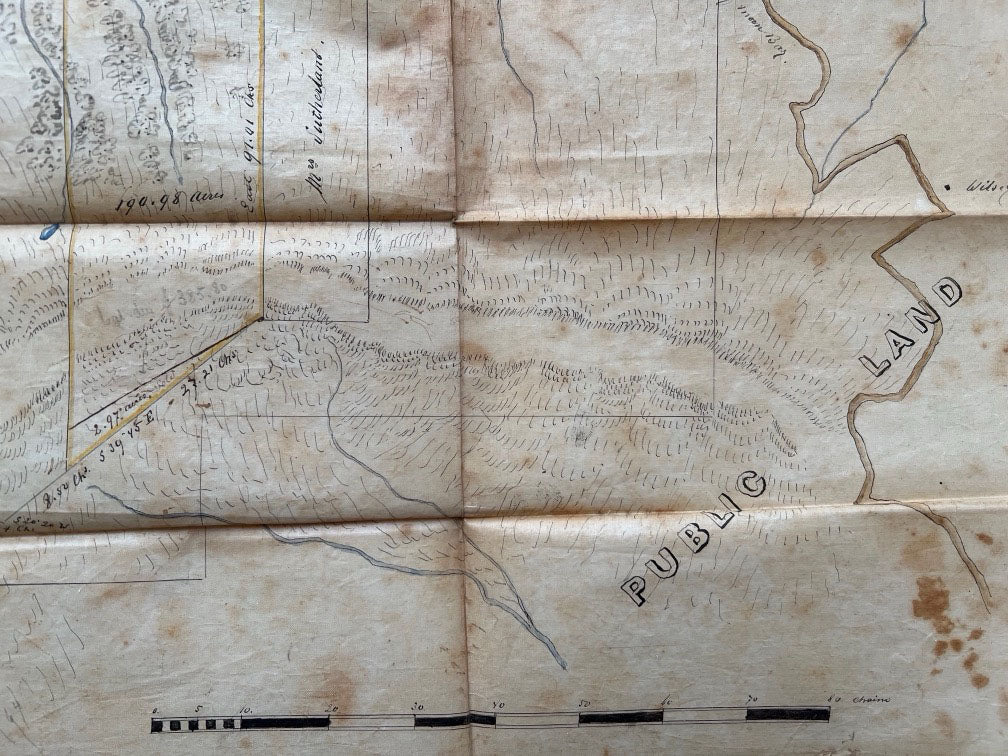 Map of a Part of the Feliz Rancho ; Surveyed for Alfred Borel By A. S. Easton Co. Sur. ; San Mateo County ; 1865. [Hand-Drawn]