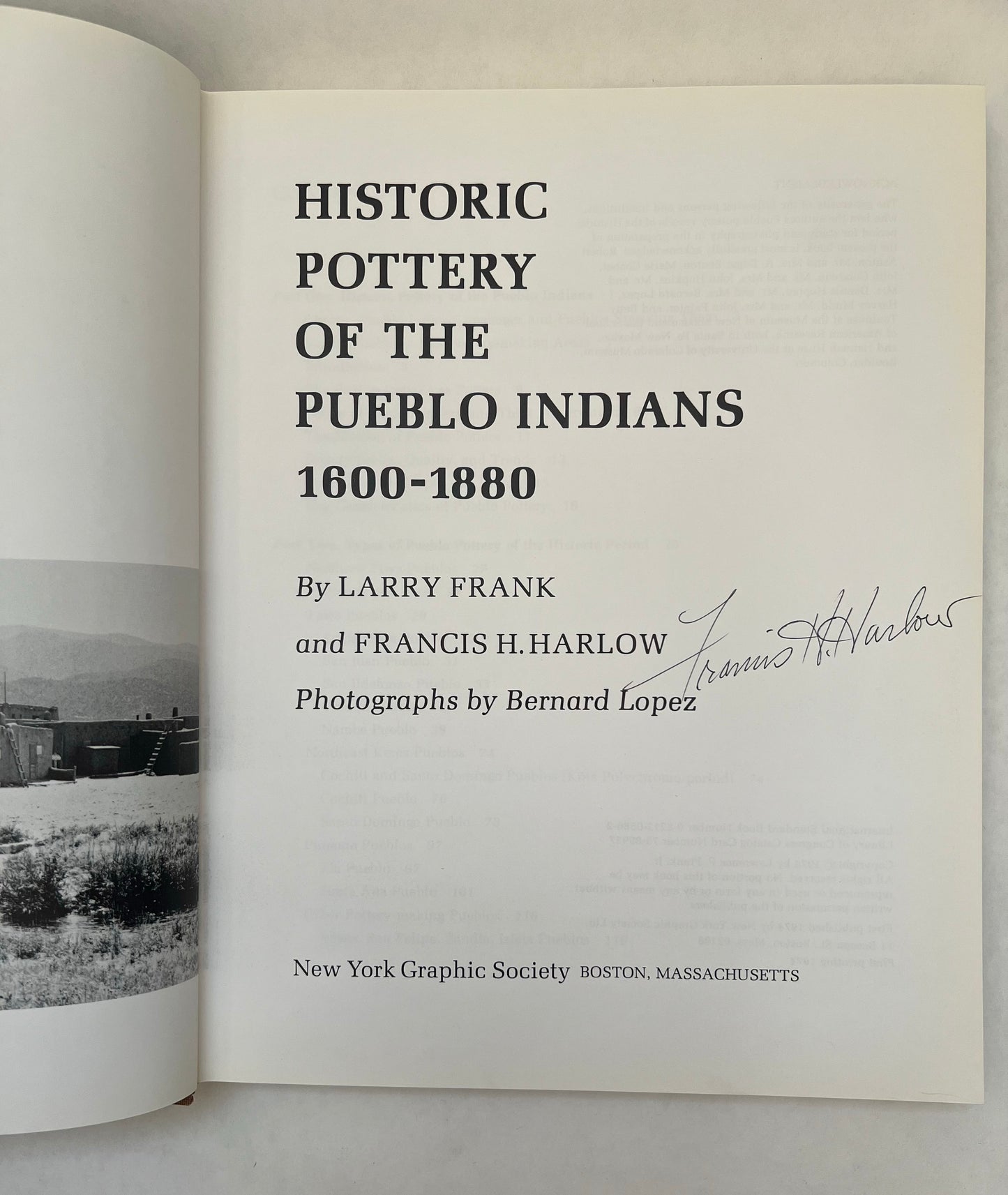 Historic Pottery of the Pueblo Indians, 1600-1880 [Signed by Harlow]