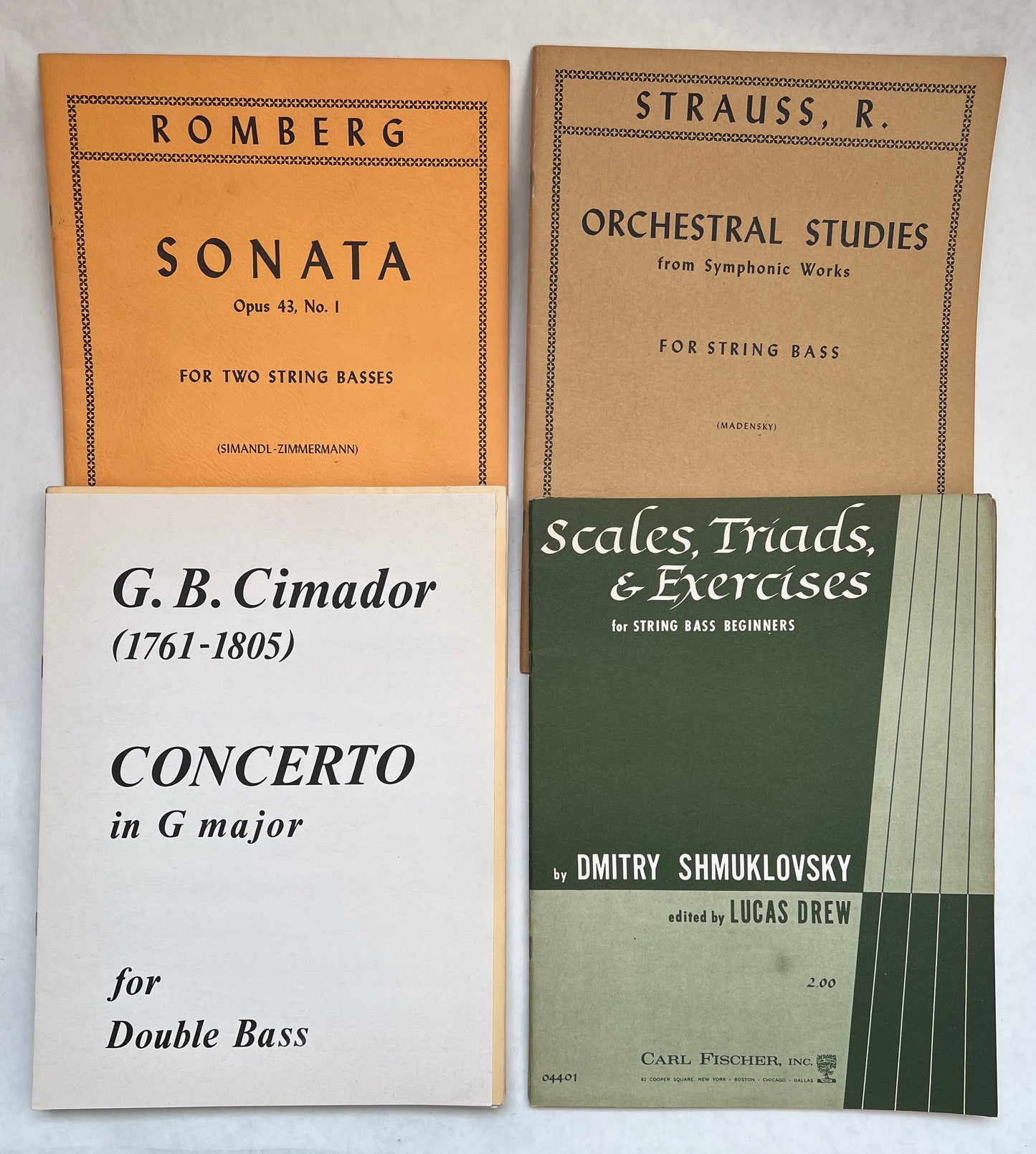 [11 Assorted Musical Scores and Exercise Books for String Bass]