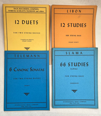 [11 Assorted Musical Scores and Exercise Books for String Bass]