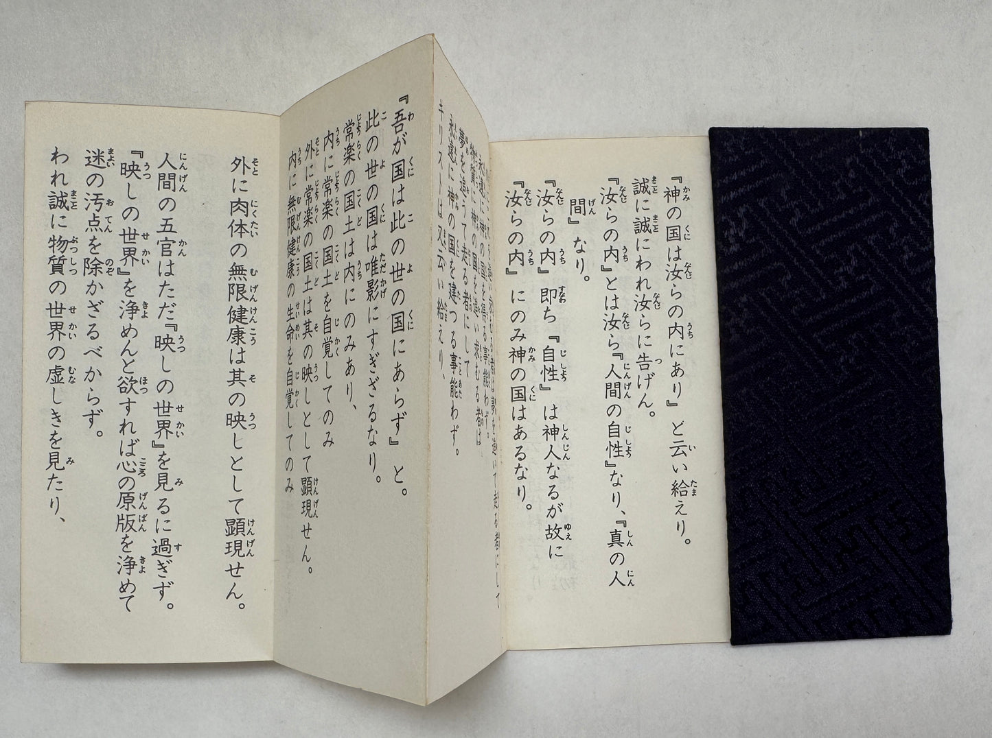 偈讃薩菩命使聖 葉言の使天 雨法の露甘 = Holy Sutra; Necatarean Shower of Holy Doctrines; the Greeting Poem of Angle.