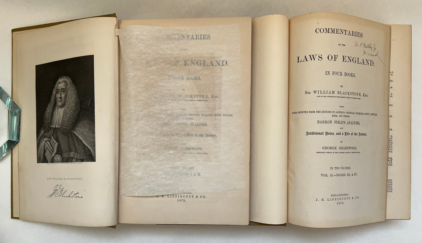 Commentaries on the Laws of England by Sir William Blackstone, Knt., one of the Justices of His Majesty's Court of Common Pleas,  with Notes Selected from the Editions of Archbold, Christian, Coleridge, Chitty, Stewart, Kerr, and Others, Barron Field's An