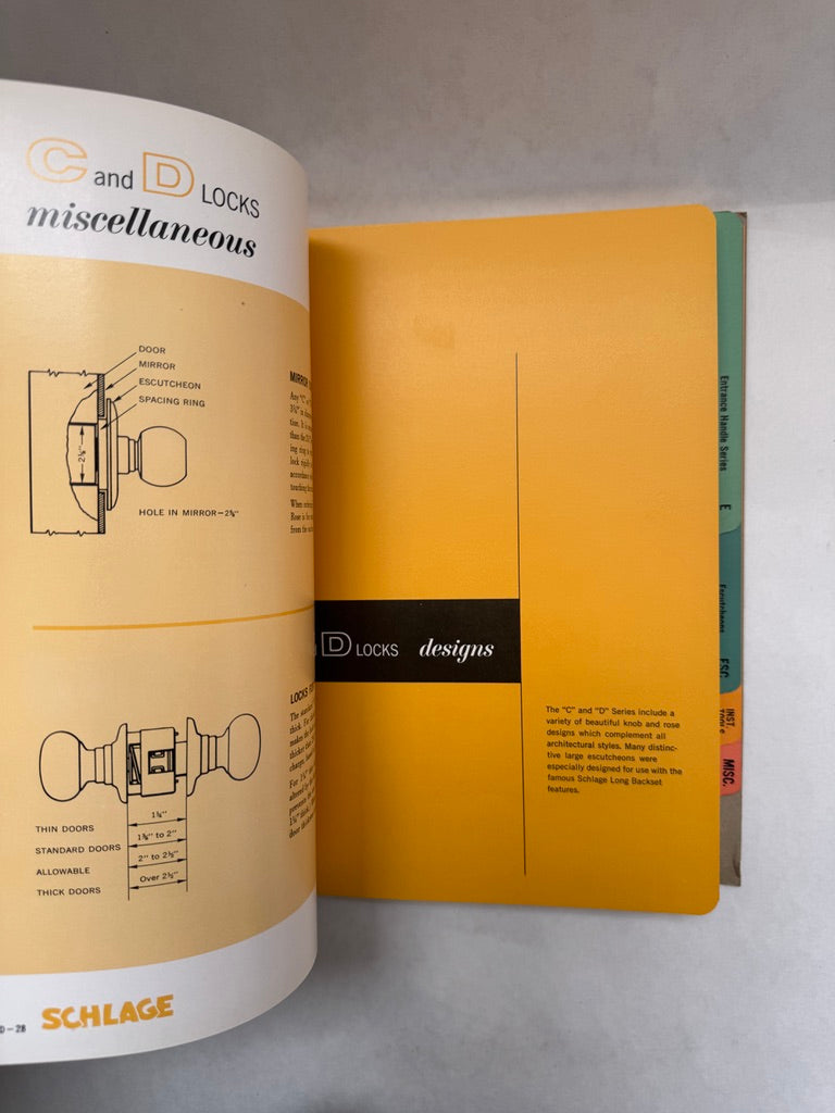 1967 Correction List for Master Schlage Catalog