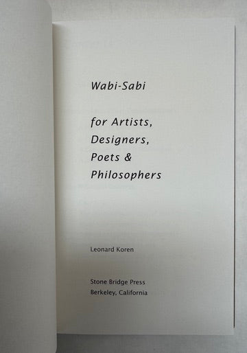 Wabi-Sabi for Artists, Designers, Poets & Philosophers