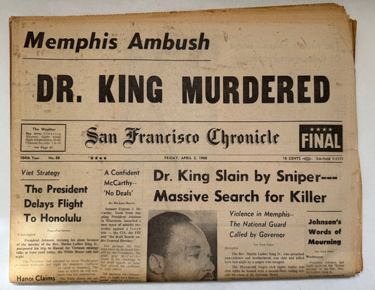 Memphis Ambush; DR. KING MURDERED [front page headline]