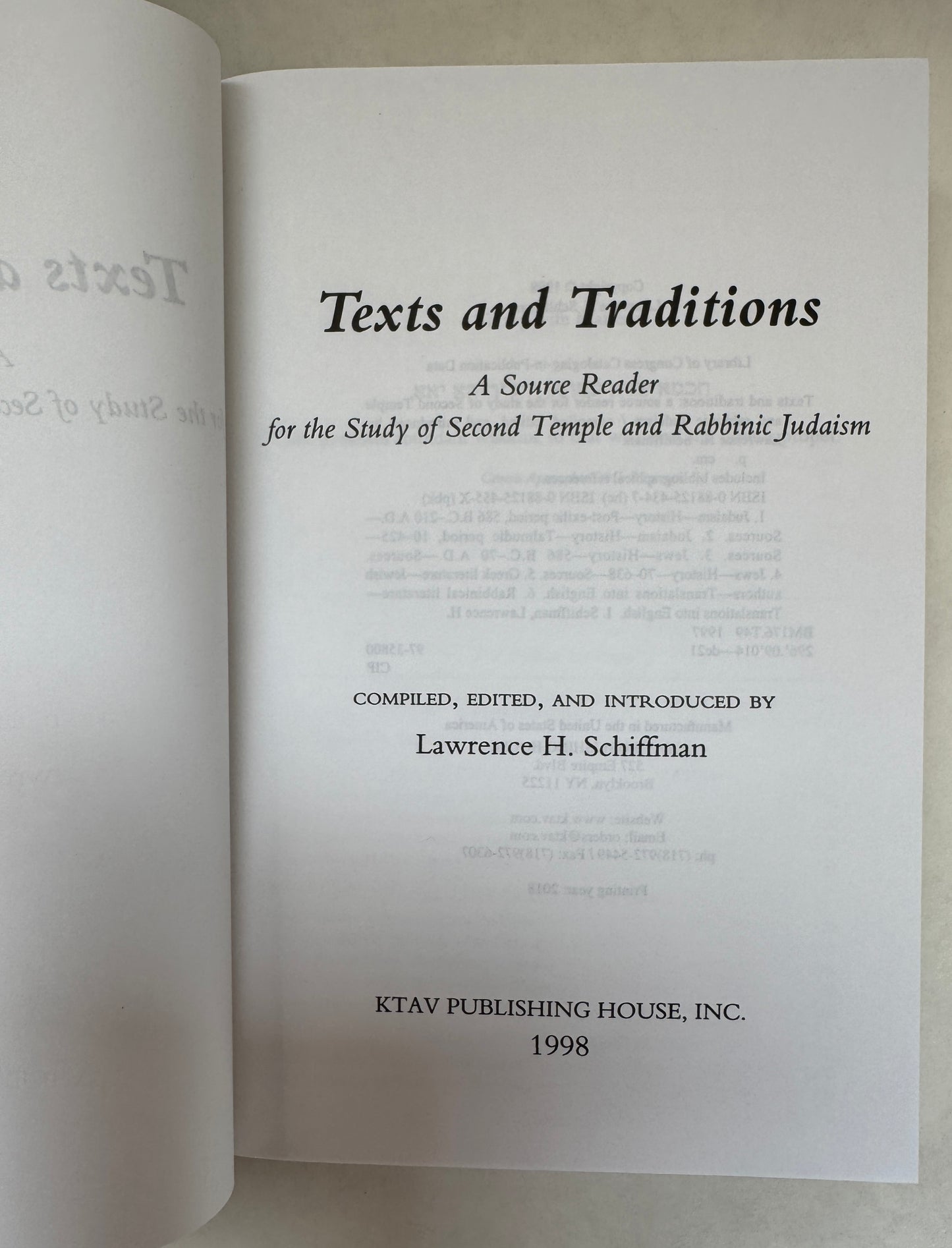 Texts and Traditions: A Source Reader for the Study of Second Temple and Rabbinic Judaism