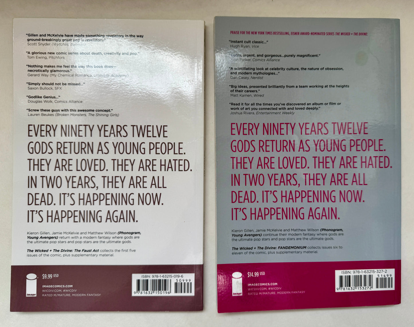 The Wicked + the Divine. Vol. 1, the Faust Act; Vol 2 Fandemonium [First printings]