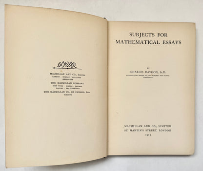 Subjects for Mathematical Essays