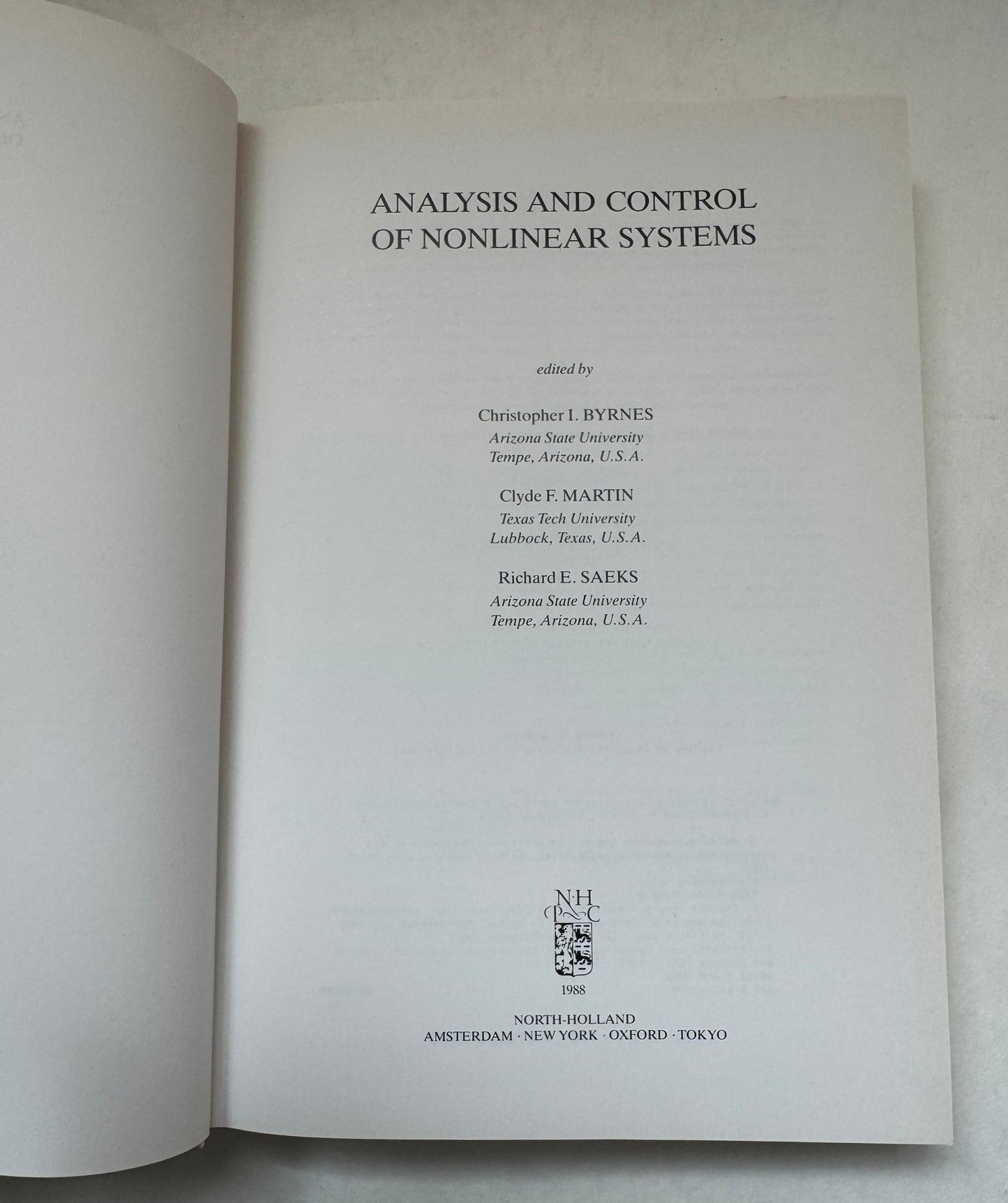Analysis and Control of Nonlinear Systems