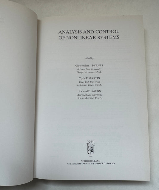 Analysis and Control of Nonlinear Systems