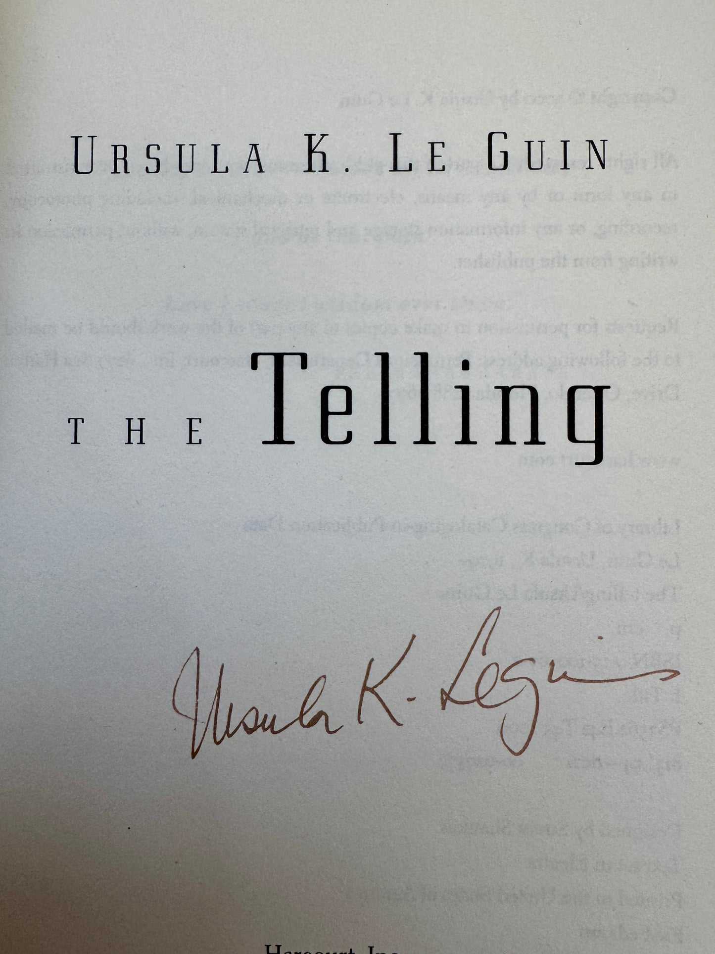The Telling [Signed by Author]