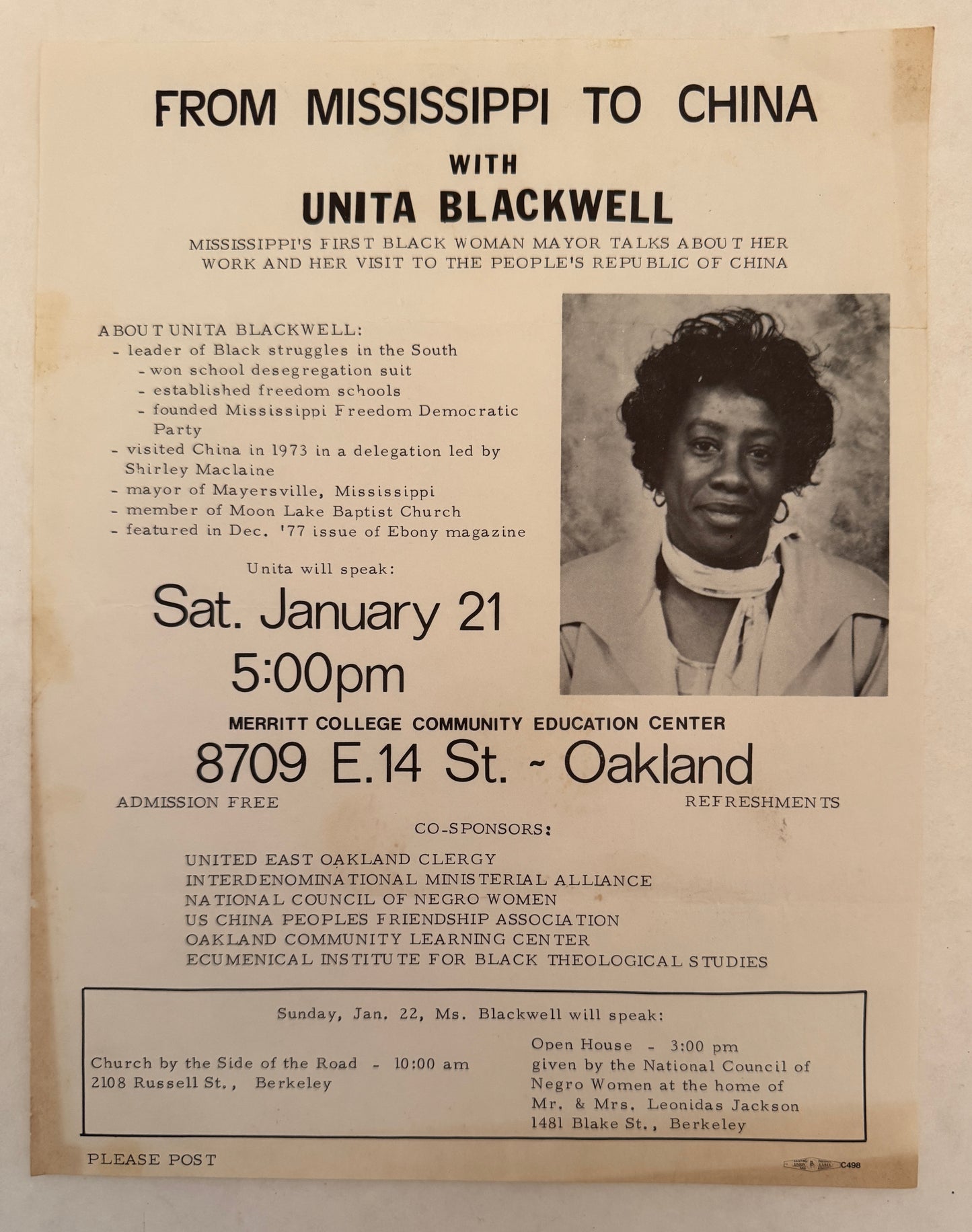 From Mississippi to China With Unita Blackwell [Poster]