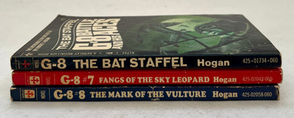 G-8 and his Battle Aces: The Bat Staffel (#1); Fangs of the Sky Leopard (#7); The Mark of the Vulture (#8)