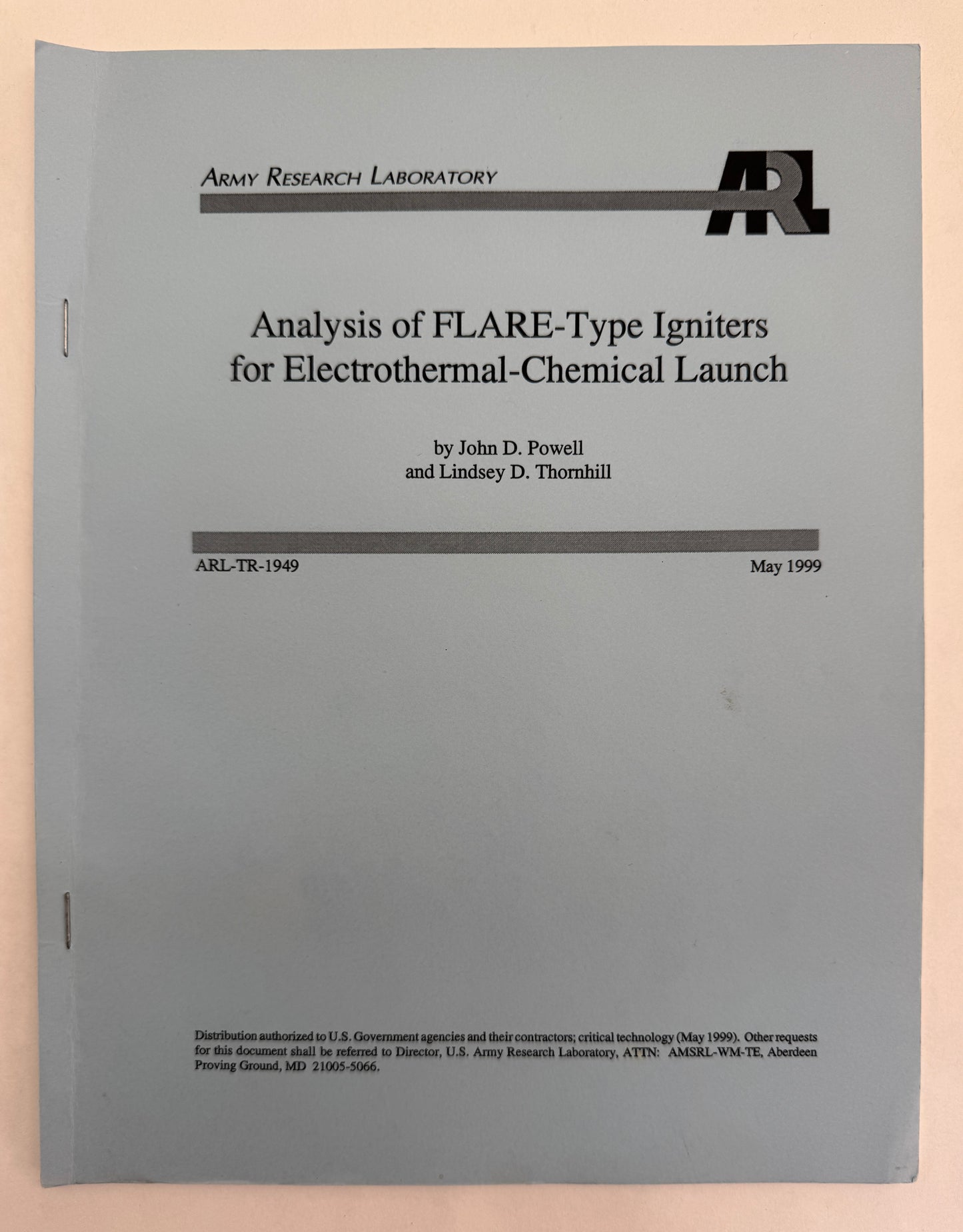 Analysis of FLARE-Type Igniters for Electrothermal-Chemical Launch