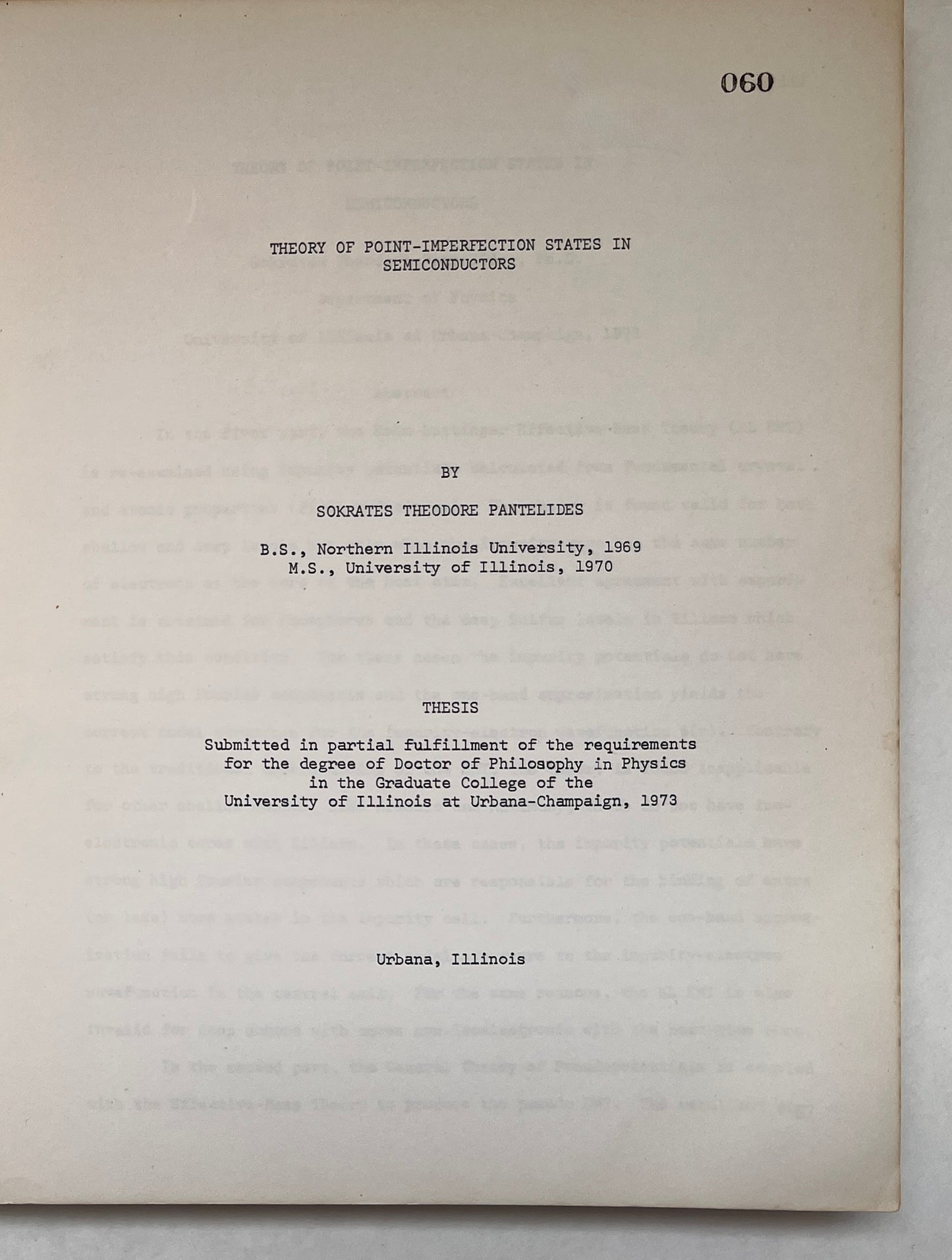 Theory of Point-Imperfection States in Semiconductors [Dissertation]