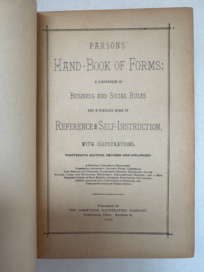 Parsons' Hand-Book of Forms