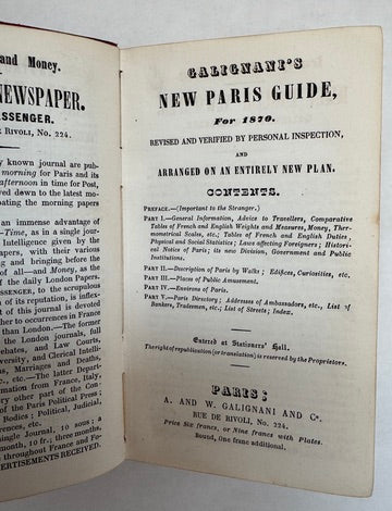 Galignani's New Paris Guide, for 1870: Revised and Verified by Personal Inspection, and Arranged on an Entirely New Plan