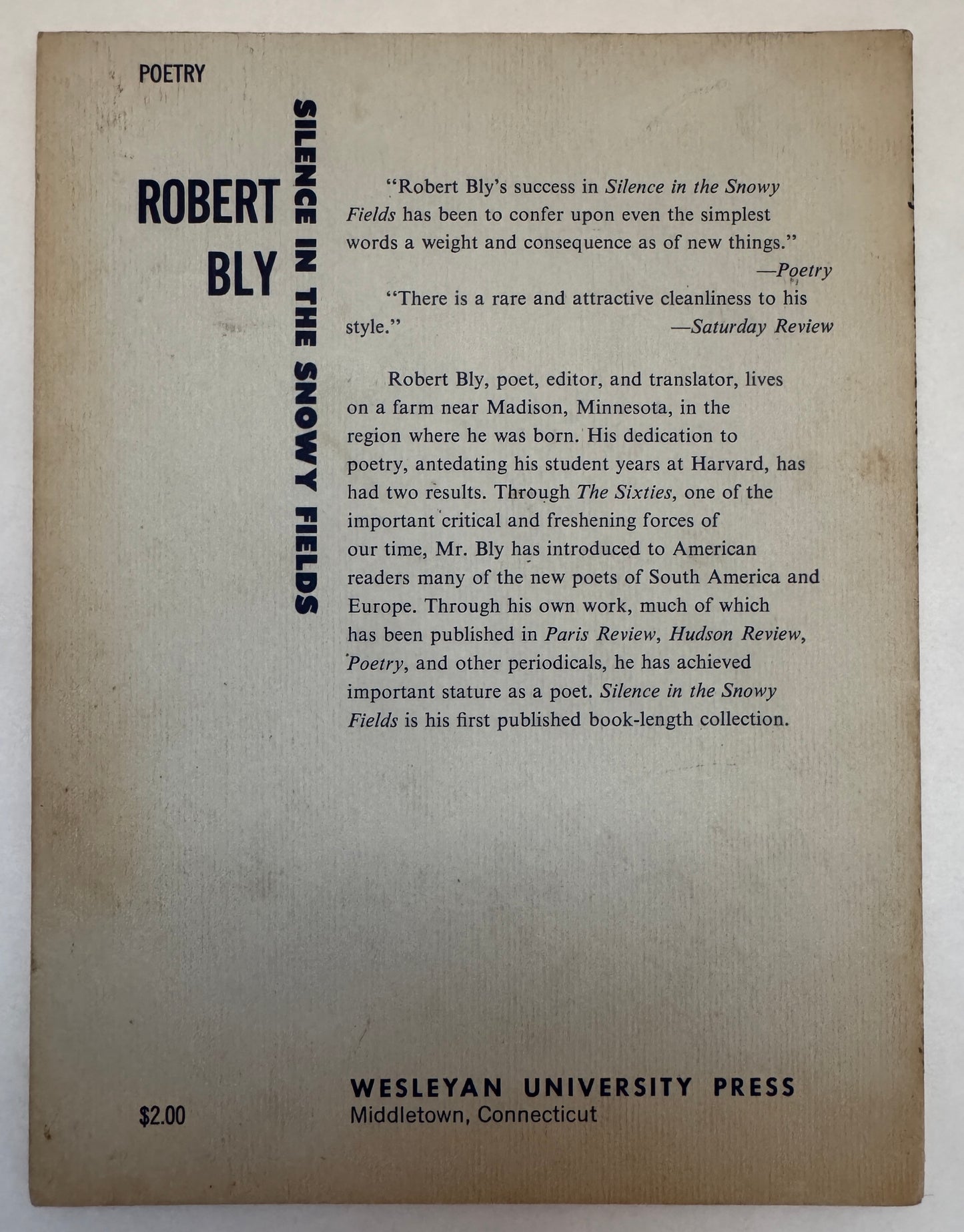 Silence in the Snowy Fields: Poems [Signed]