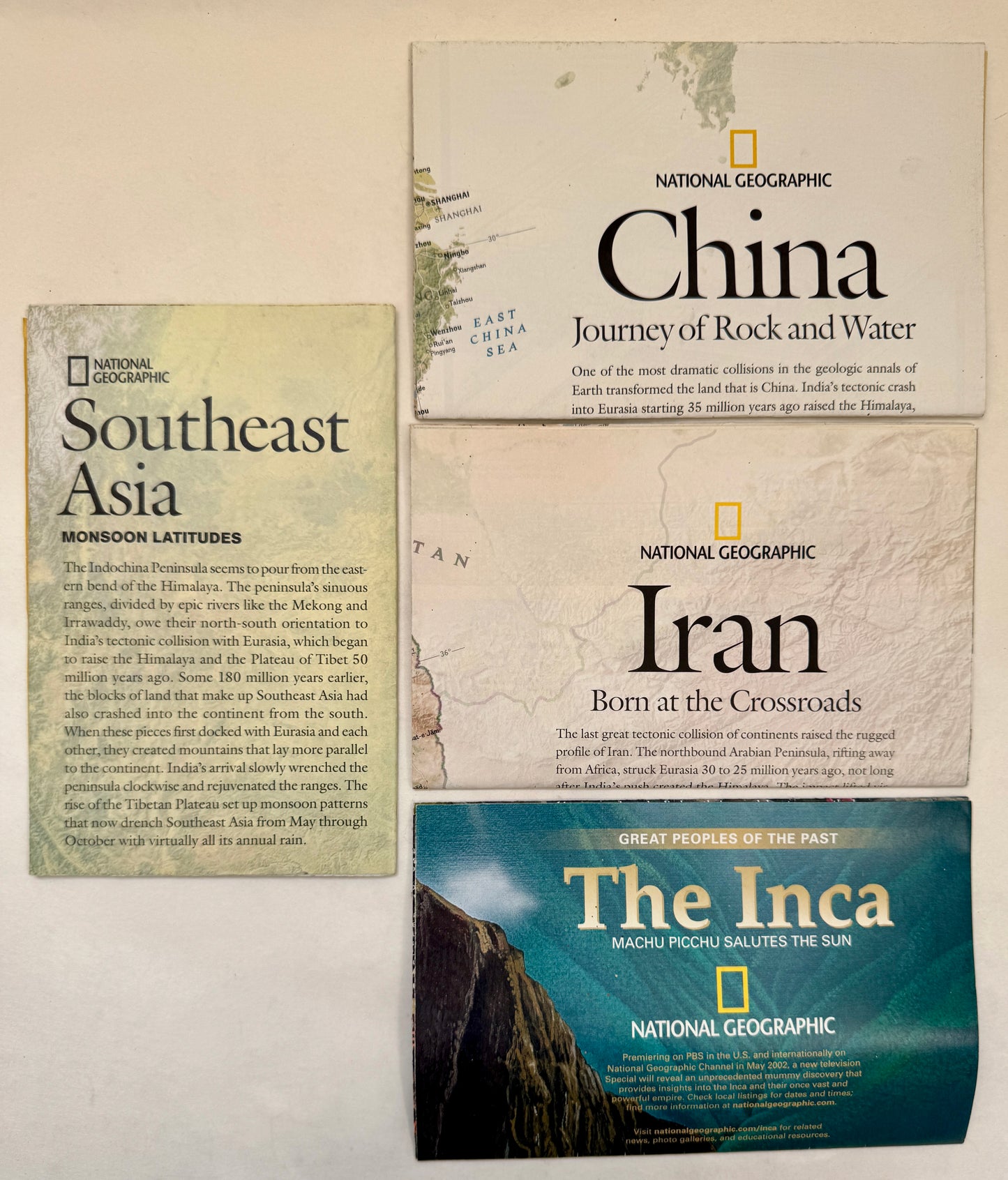 [Set of 4 Maps]: Inca; Iran, China; Southeast Asia