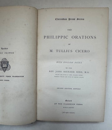 The Philippic Orations of M. Tullius Cicero