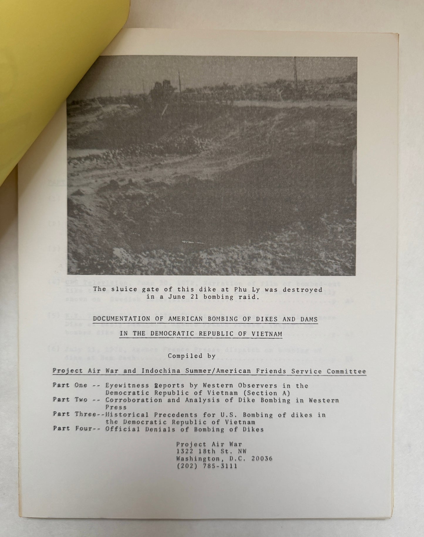 A Documentation of American Bombing of Dikes and Dams in the Democratic Republic of Vietnam