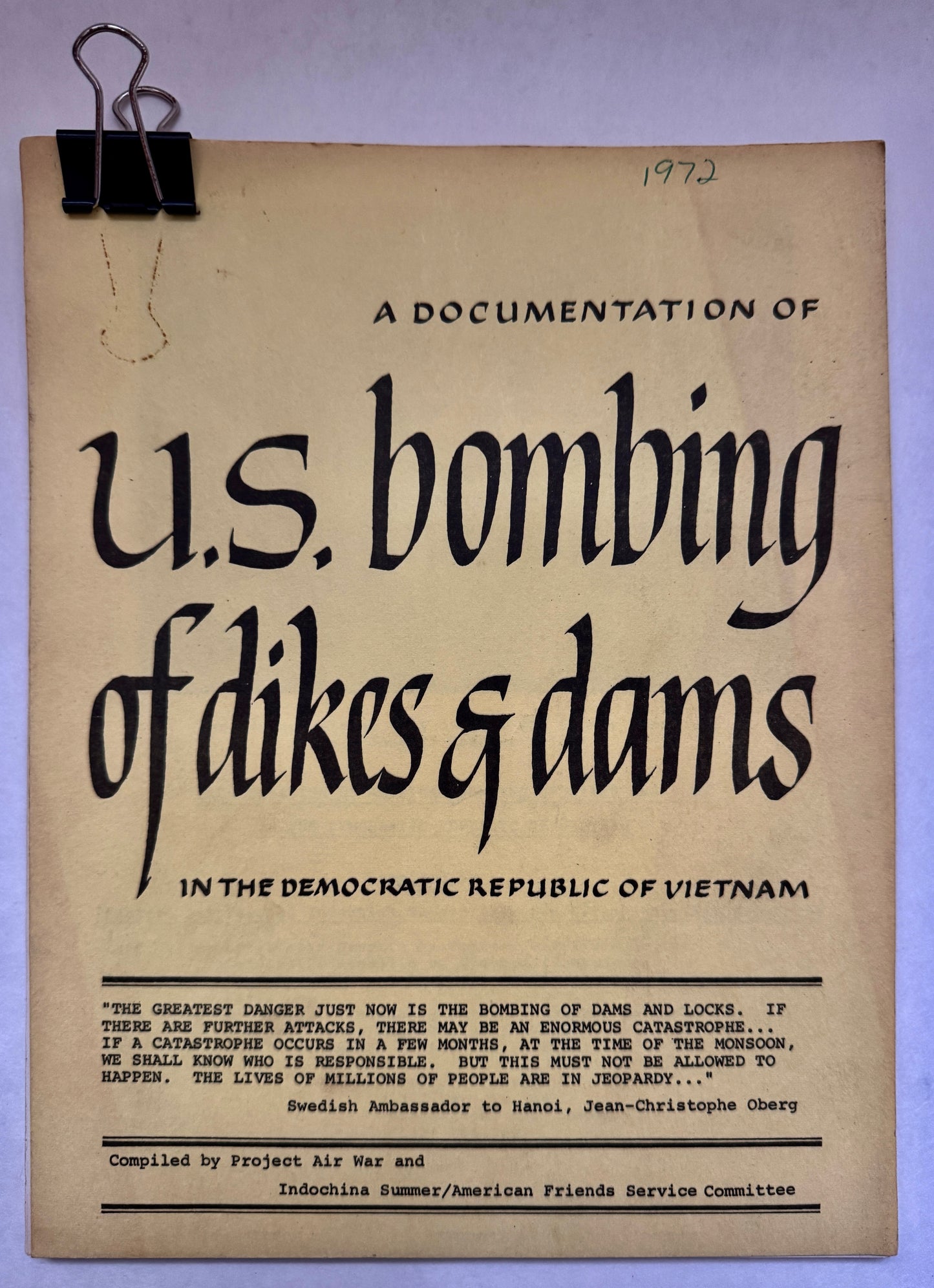 A Documentation of American Bombing of Dikes and Dams in the Democratic Republic of Vietnam