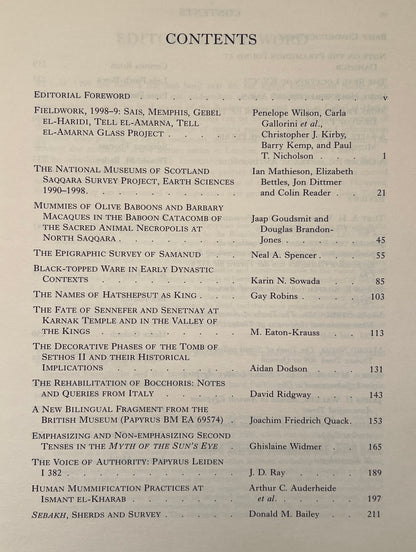 The Journal of Egyptian Archaeology; Volume 85; 1999
