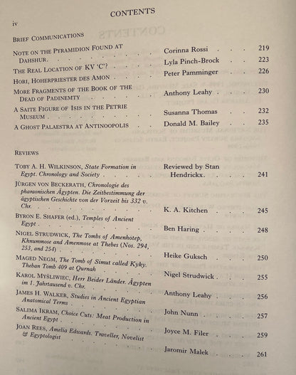 The Journal of Egyptian Archaeology; Volume 85; 1999