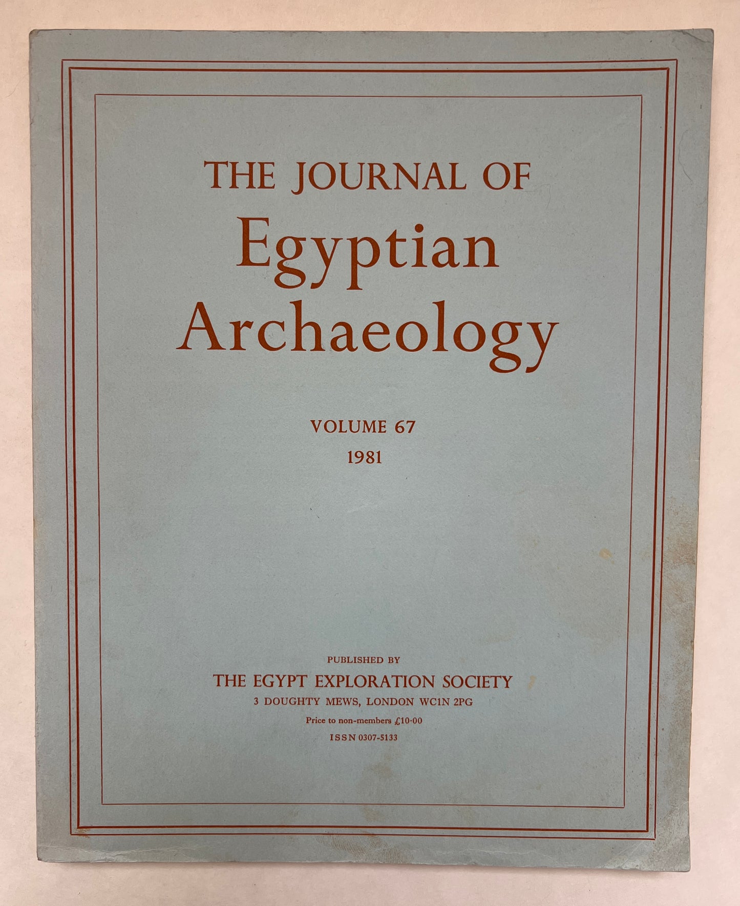 The Journal of Egyptian Archaeology; Vol 67; 1981