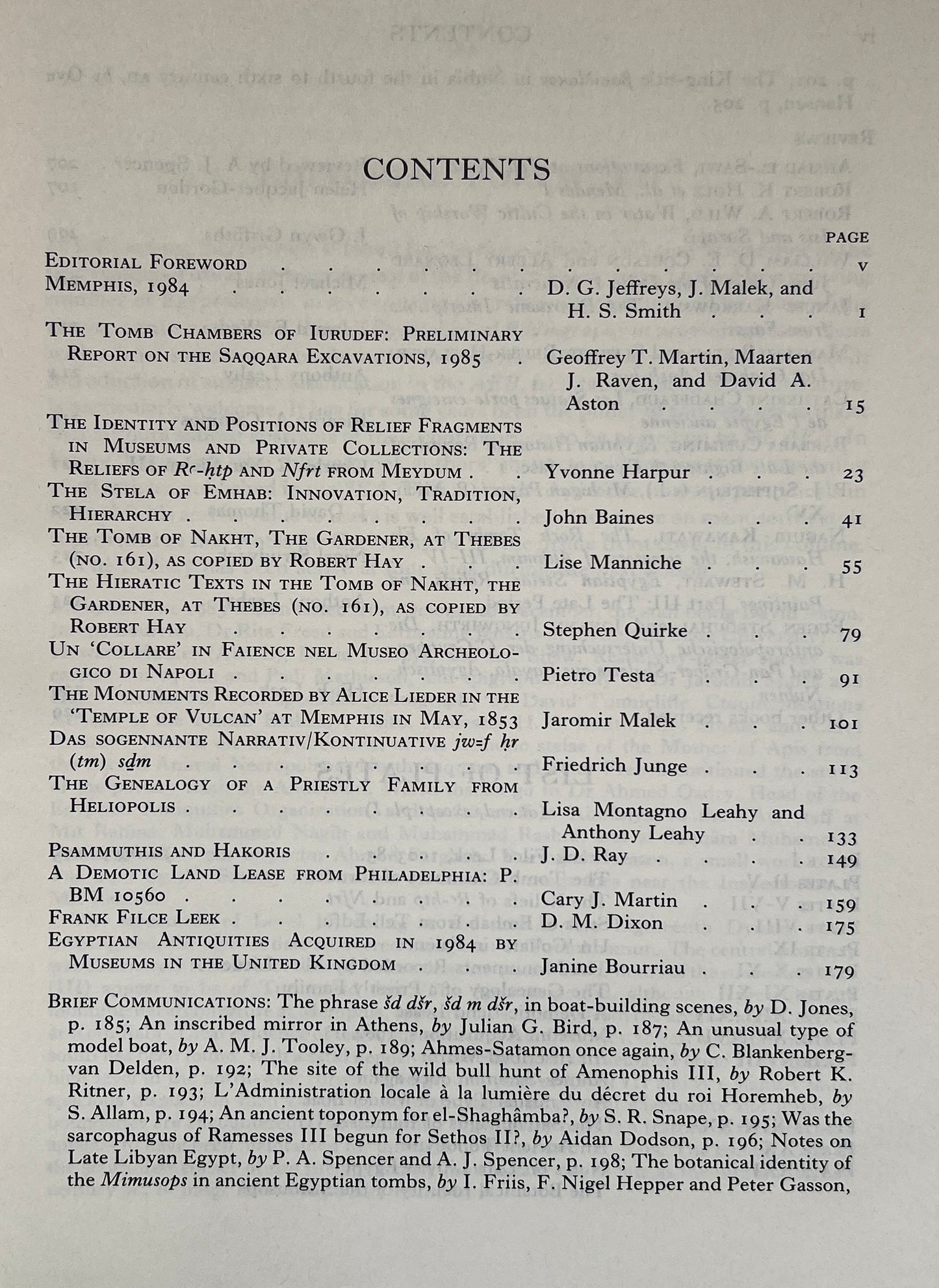The Journal of Egyptian Archaeology; Vol 72; 1986