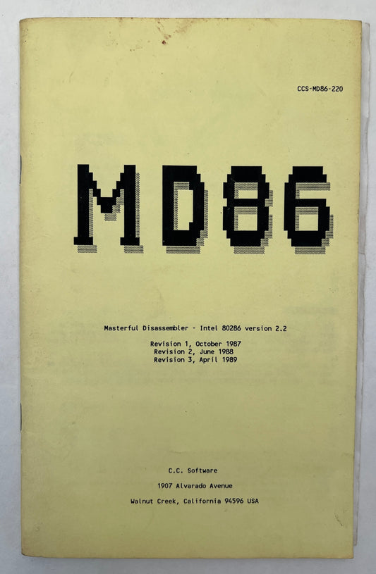 MD86: Masterful Disassembler - Intel 80286 Version 2.2