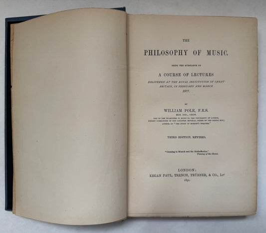 The Philosophy of Music: Being the Substance of a Course of Lectures Delivered At the Royal Institution of Great Britain, in February and March 1877