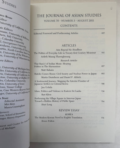Journal of Asian Studies; Volume 70, Number 3