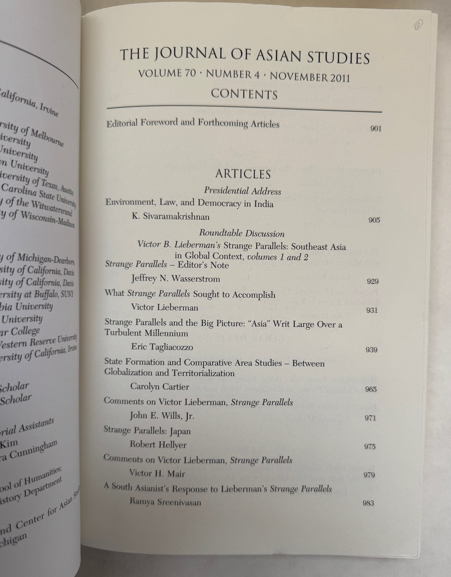 Journal of Asian Studies; Volume 70, Number 4