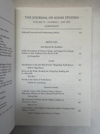Journal of Asian Studies; Volume 70, Number 2