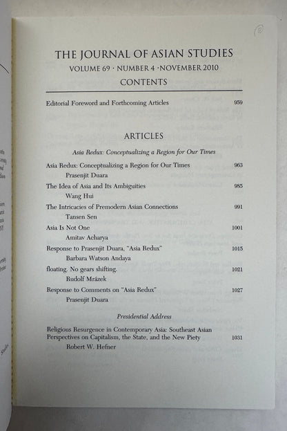 Journal of Asian Studies; Volume 69, Number 4