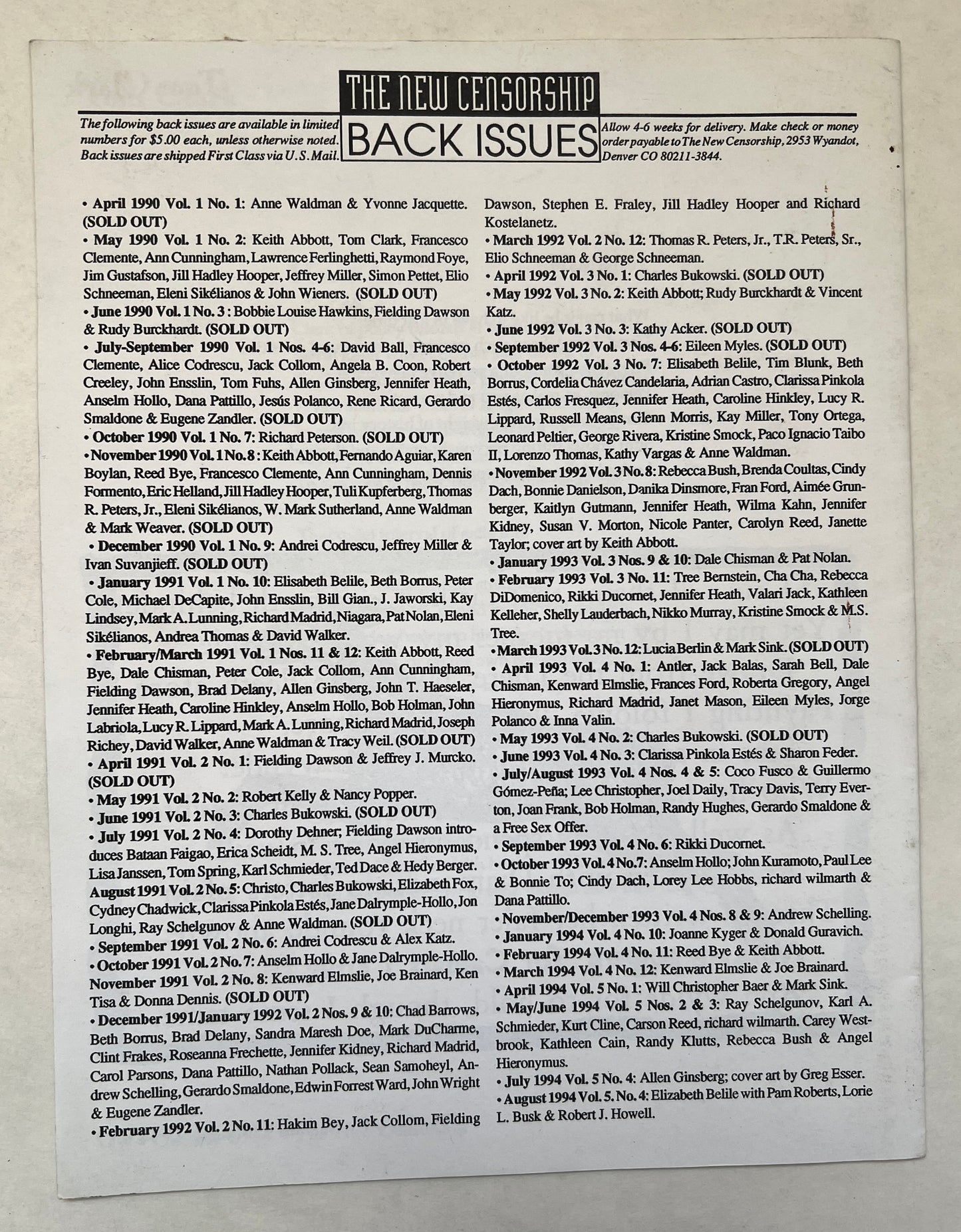 The New Censorship : Vol. 5, No. 6 & 7 [Signed by Author]