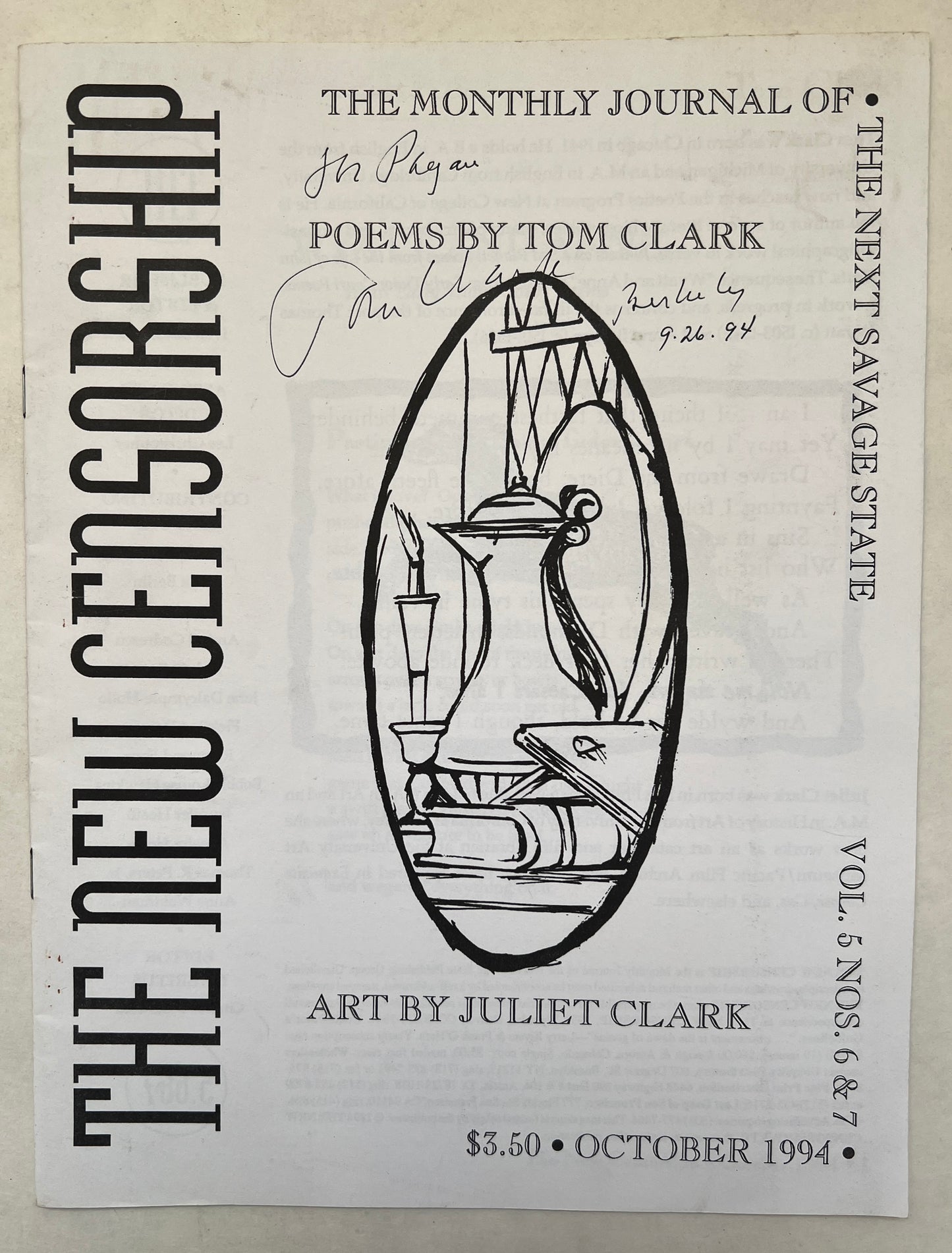 The New Censorship : Vol. 5, No. 6 & 7 [Signed by Author]