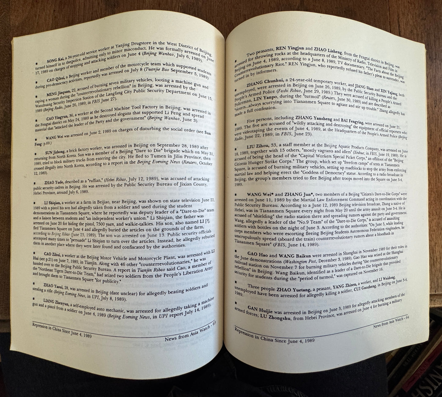 Repression in China Since June 4, 1989